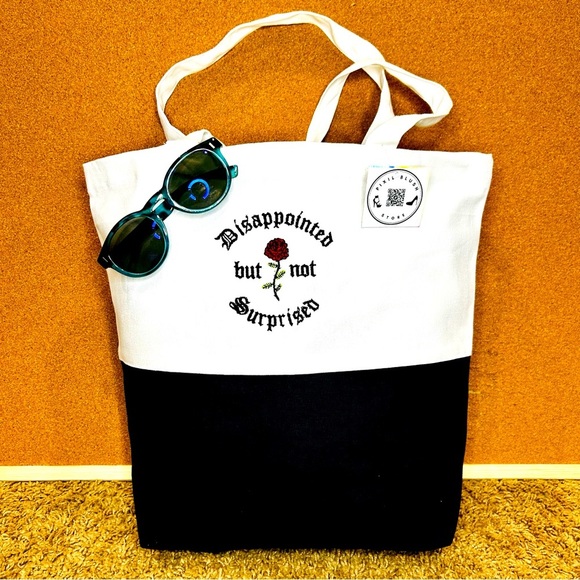 DISAPPOINTED BUT NOT SURPRISED EMBROIDERY TOTE BAG - Picture 1 of 5